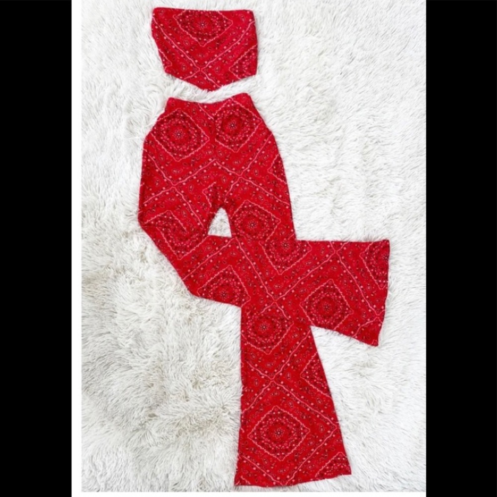 Bandana Tube Top set- red